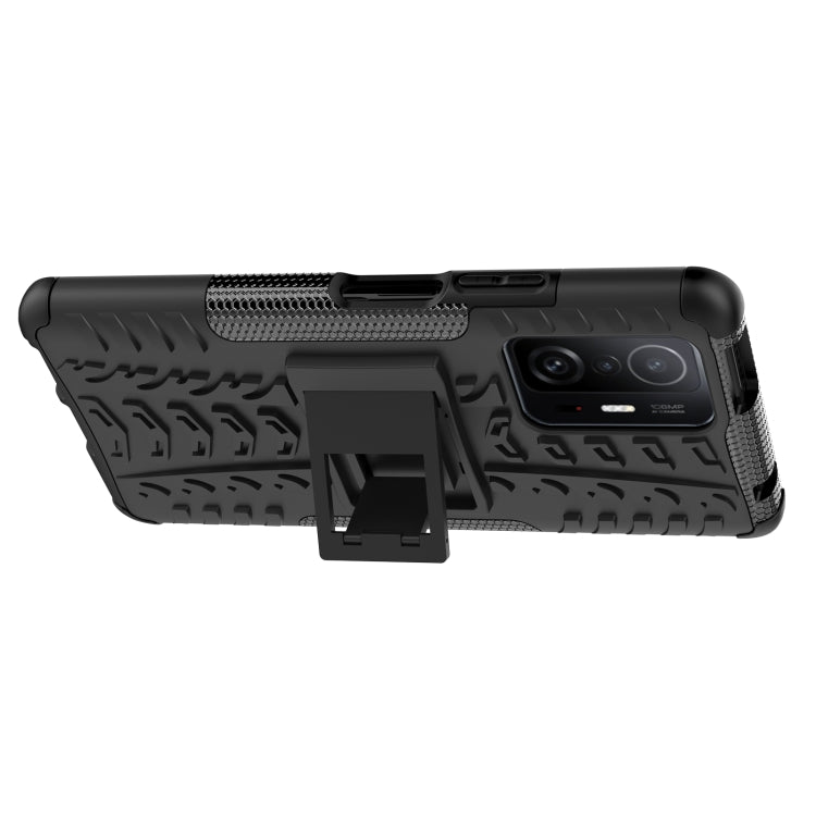 For Xiaomi Mi 11T Tire Texture TPU + PC Phone Case with Holder