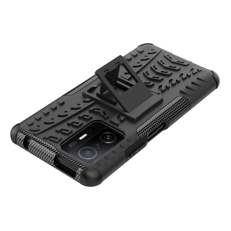 For Xiaomi Mi 11T Tire Texture TPU + PC Phone Case with Holder