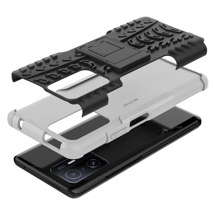 For Xiaomi Mi 11T Tire Texture TPU + PC Phone Case with Holder