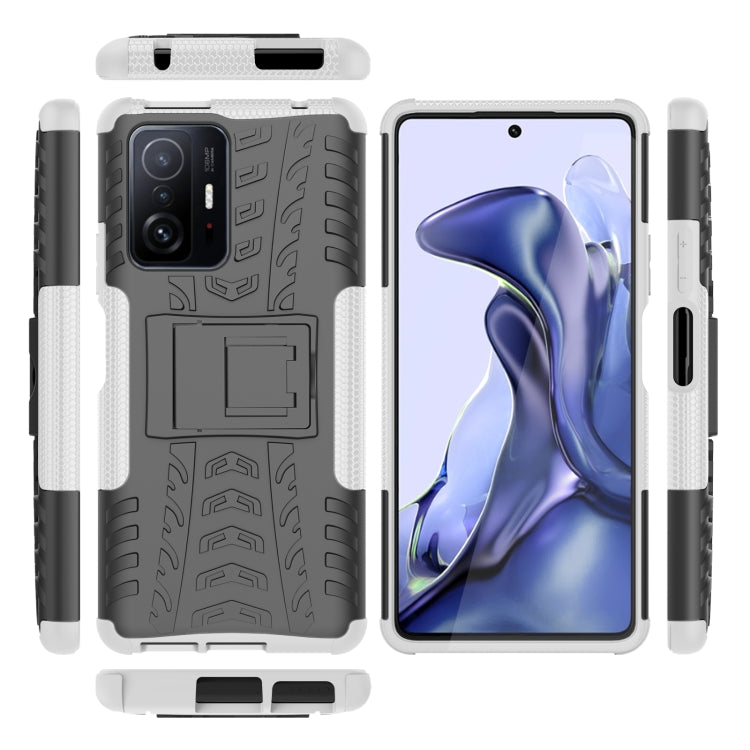 For Xiaomi Mi 11T Tire Texture TPU + PC Phone Case with Holder