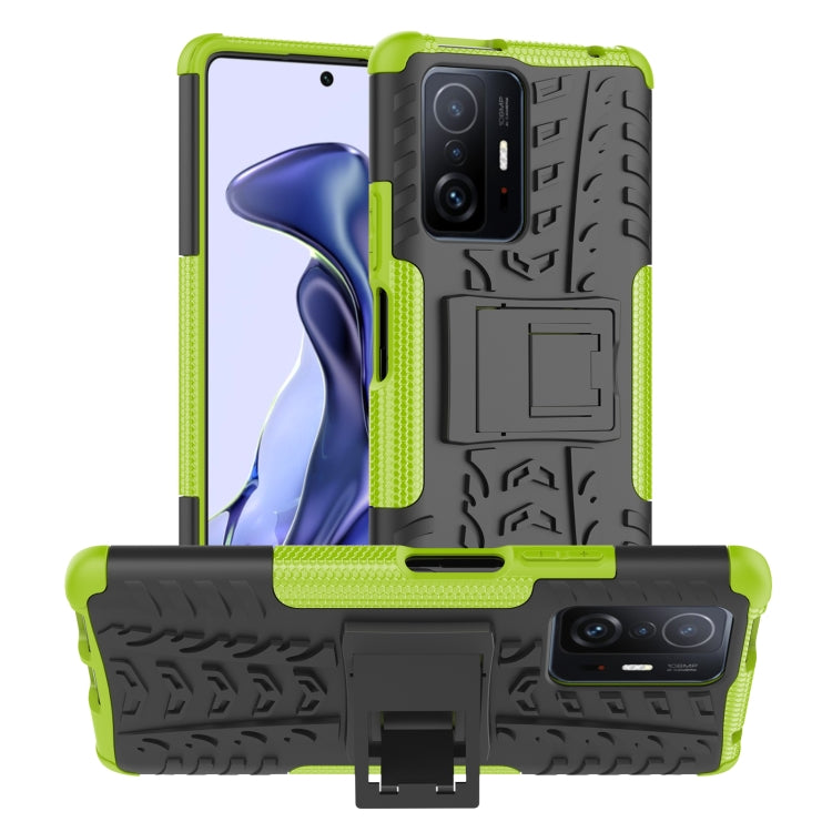 For Xiaomi Mi 11T Tire Texture TPU + PC Phone Case with Holder