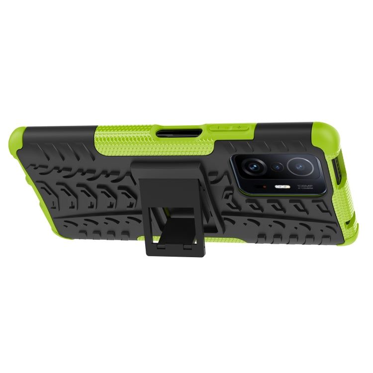For Xiaomi Mi 11T Tire Texture TPU + PC Phone Case with Holder