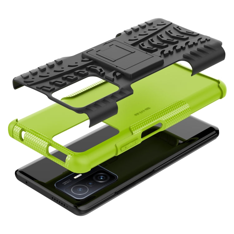 For Xiaomi Mi 11T Tire Texture TPU + PC Phone Case with Holder