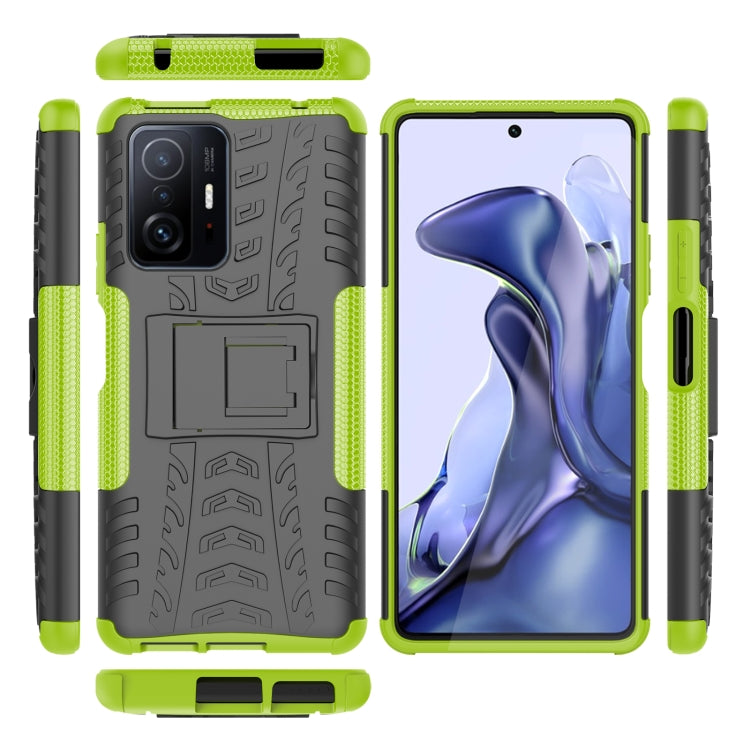 For Xiaomi Mi 11T Tire Texture TPU + PC Phone Case with Holder