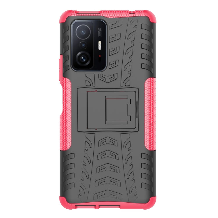 For Xiaomi Mi 11T Tire Texture TPU + PC Phone Case with Holder