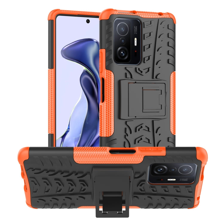 For Xiaomi Mi 11T Tire Texture TPU + PC Phone Case with Holder