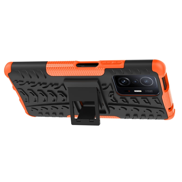 For Xiaomi Mi 11T Tire Texture TPU + PC Phone Case with Holder