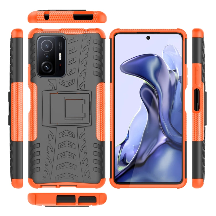 For Xiaomi Mi 11T Tire Texture TPU + PC Phone Case with Holder