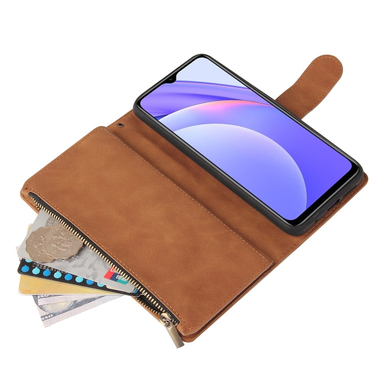 For Xiaomi Redmi Note 9 4G Multifunctional Phone Leather Case with Card Slot & Holder & Zipper Wallet & Photo Frame