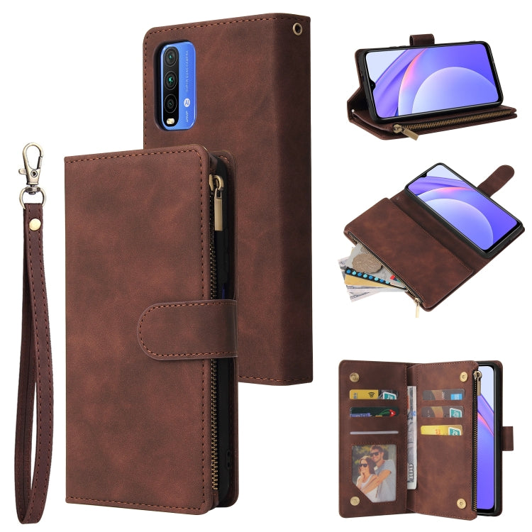 For Xiaomi Redmi Note 9 4G Multifunctional Phone Leather Case with Card Slot & Holder & Zipper Wallet & Photo Frame