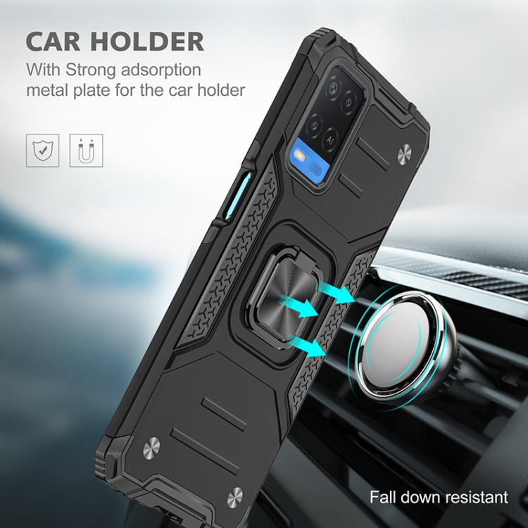 For OPPO A54 4G Magnetic Armor Shockproof TPU + PC Phone Case with Metal Ring Holder