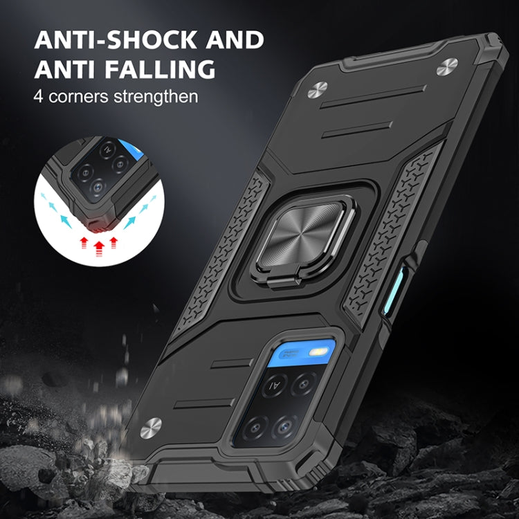 For OPPO A54 4G Magnetic Armor Shockproof TPU + PC Phone Case with Metal Ring Holder