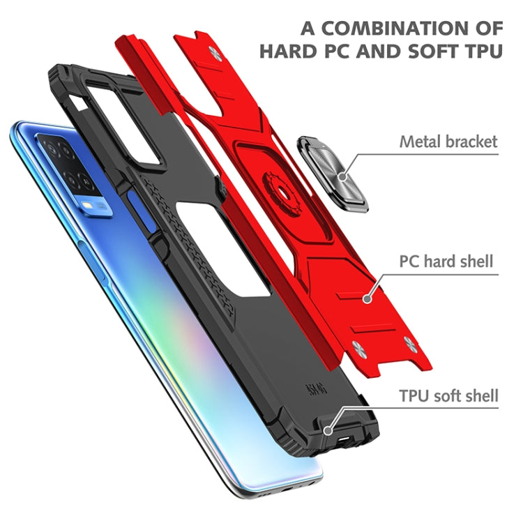 For OPPO A54 4G Magnetic Armor Shockproof TPU + PC Phone Case with Metal Ring Holder