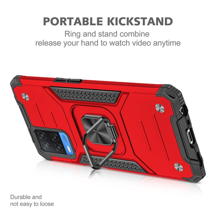 For OPPO A54 4G Magnetic Armor Shockproof TPU + PC Phone Case with Metal Ring Holder