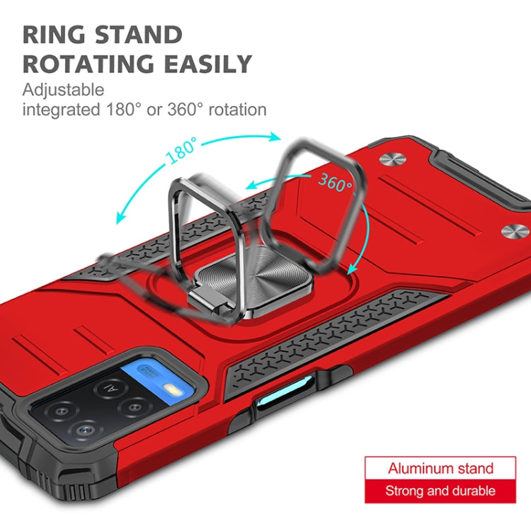 For OPPO A54 4G Magnetic Armor Shockproof TPU + PC Phone Case with Metal Ring Holder