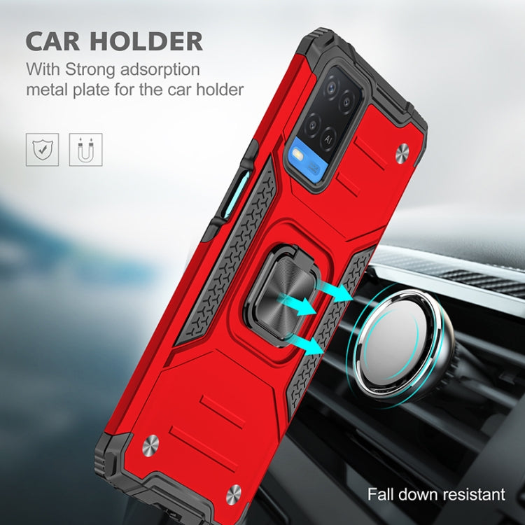 For OPPO A54 4G Magnetic Armor Shockproof TPU + PC Phone Case with Metal Ring Holder