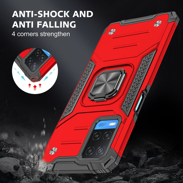 For OPPO A54 4G Magnetic Armor Shockproof TPU + PC Phone Case with Metal Ring Holder