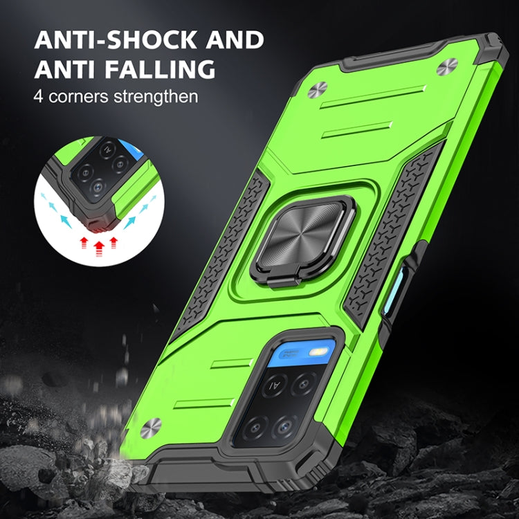 For OPPO A54 4G Magnetic Armor Shockproof TPU + PC Phone Case with Metal Ring Holder