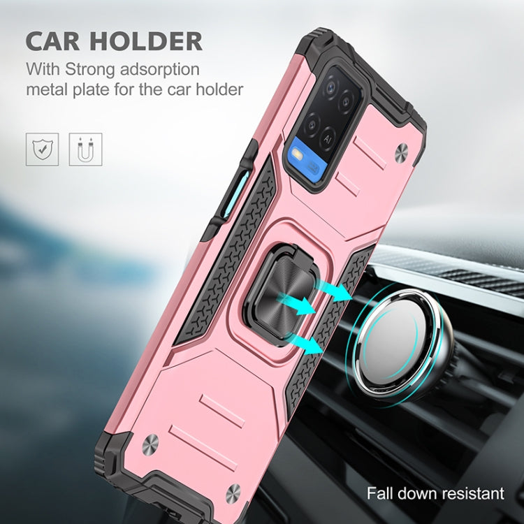 For OPPO A54 4G Magnetic Armor Shockproof TPU + PC Phone Case with Metal Ring Holder