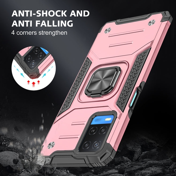 For OPPO A54 4G Magnetic Armor Shockproof TPU + PC Phone Case with Metal Ring Holder