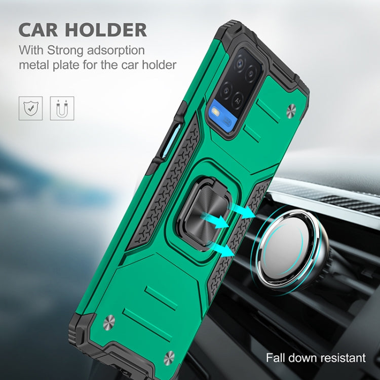 For OPPO A54 4G Magnetic Armor Shockproof TPU + PC Phone Case with Metal Ring Holder