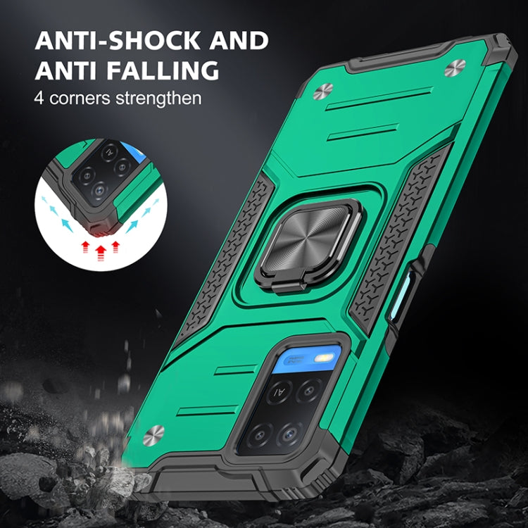 For OPPO A54 4G Magnetic Armor Shockproof TPU + PC Phone Case with Metal Ring Holder