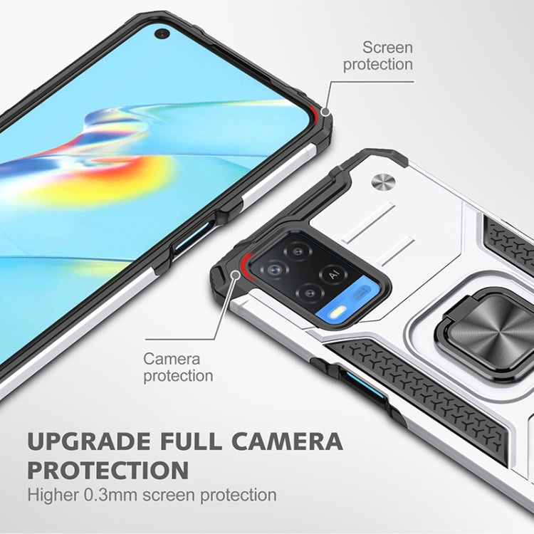 For OPPO A54 4G Magnetic Armor Shockproof TPU + PC Phone Case with Metal Ring Holder