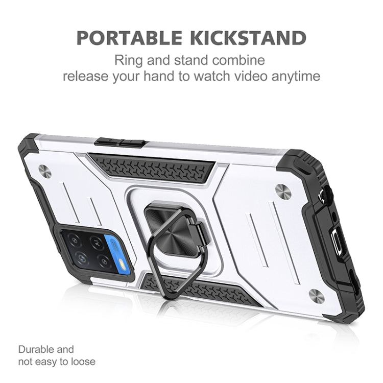 For OPPO A54 4G Magnetic Armor Shockproof TPU + PC Phone Case with Metal Ring Holder