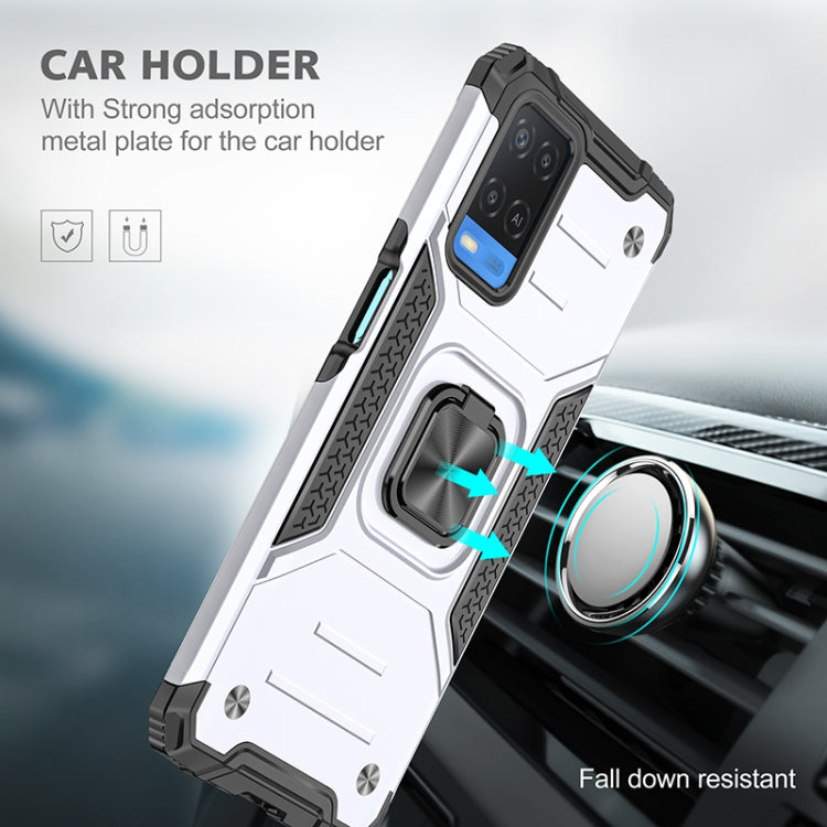 For OPPO A54 4G Magnetic Armor Shockproof TPU + PC Phone Case with Metal Ring Holder