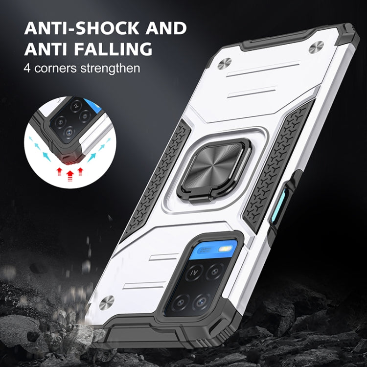 For OPPO A54 4G Magnetic Armor Shockproof TPU + PC Phone Case with Metal Ring Holder
