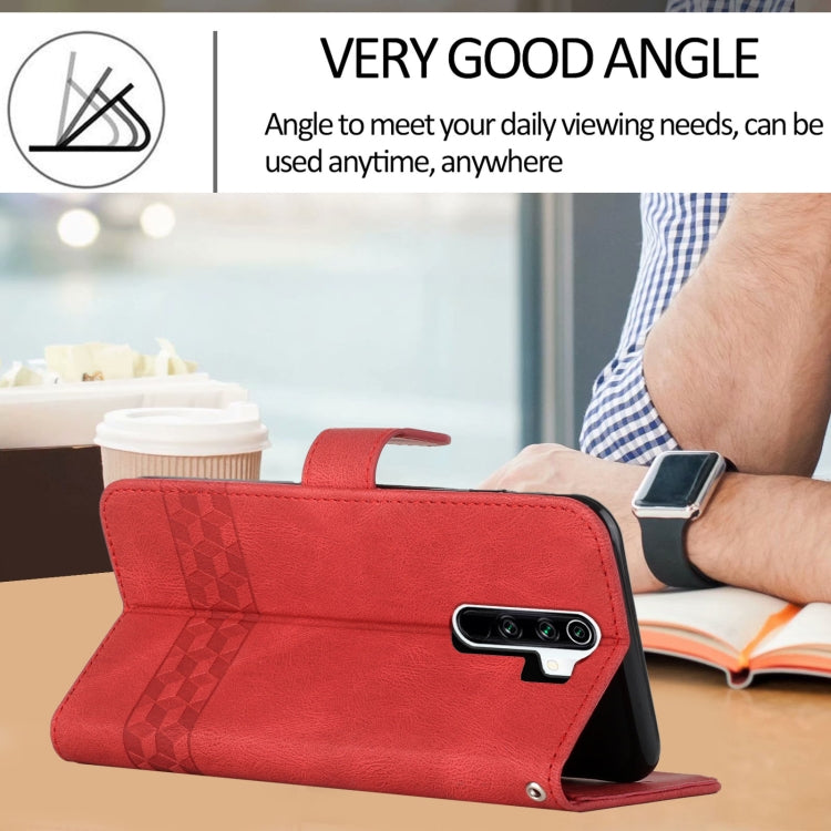 For Xiaomi Redmi 9 Cubic Skin Feel Flip Leather Phone Case