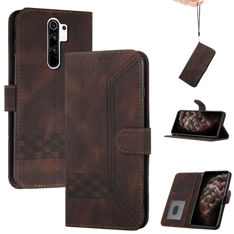 For Xiaomi Redmi 9 Cubic Skin Feel Flip Leather Phone Case