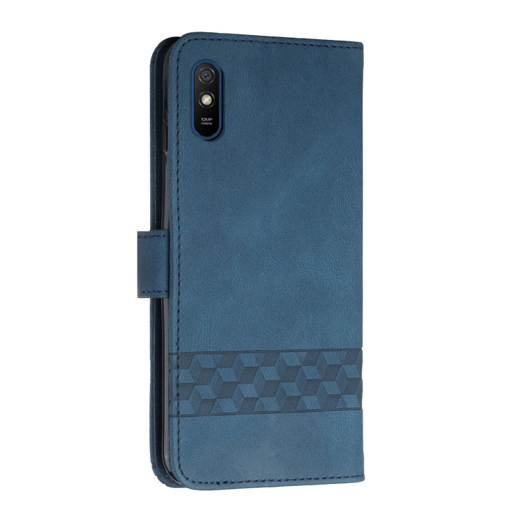 For Xiaomi Redmi 9A Cubic Skin Feel Flip Leather Phone Case