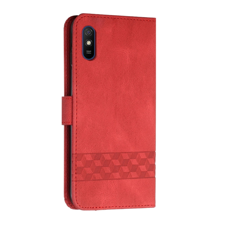 For Xiaomi Redmi 9A Cubic Skin Feel Flip Leather Phone Case