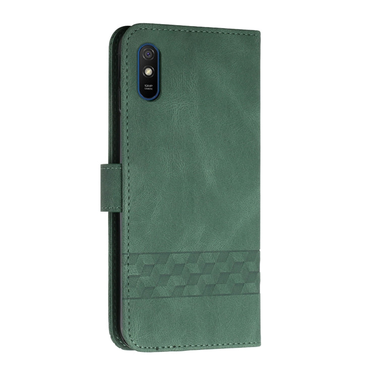 For Xiaomi Redmi 9A Cubic Skin Feel Flip Leather Phone Case