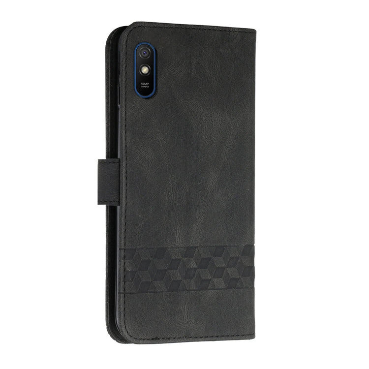 For Xiaomi Redmi 9A Cubic Skin Feel Flip Leather Phone Case