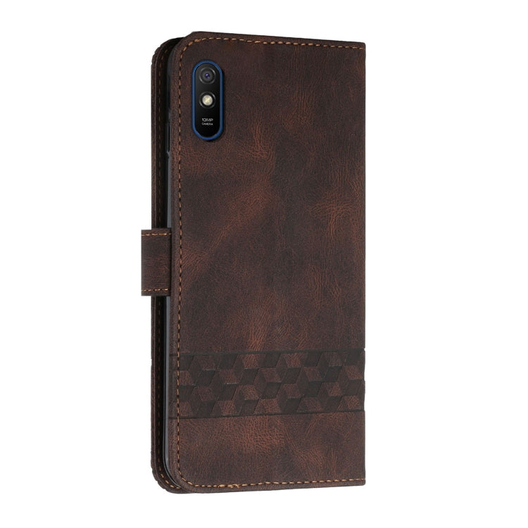For Xiaomi Redmi 9A Cubic Skin Feel Flip Leather Phone Case