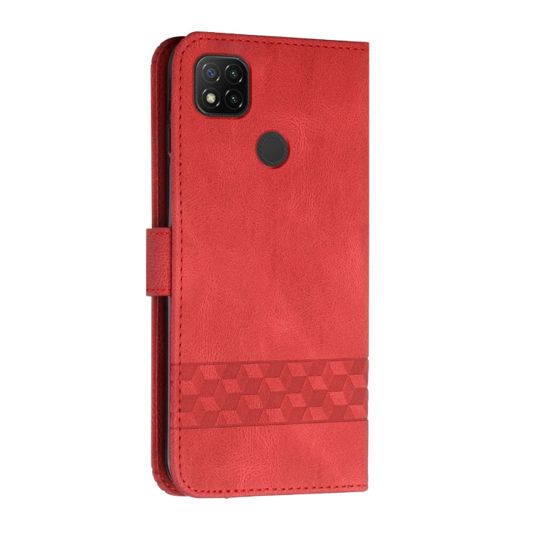 For Xiaomi Redmi 9C Cubic Skin Feel Flip Leather Phone Case