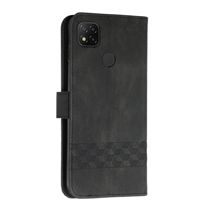For Xiaomi Redmi 9C Cubic Skin Feel Flip Leather Phone Case