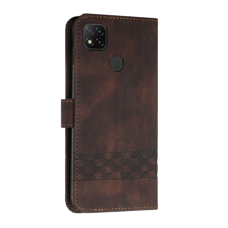 For Xiaomi Redmi 9C Cubic Skin Feel Flip Leather Phone Case