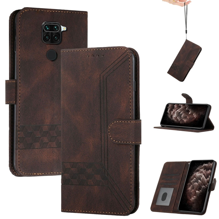 For Xiaomi Redmi Note 9 Cubic Skin Feel Flip Leather Phone Case