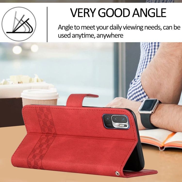 For Xiaomi Redmi Note 10 5G Cubic Skin Feel Flip Leather Phone Case