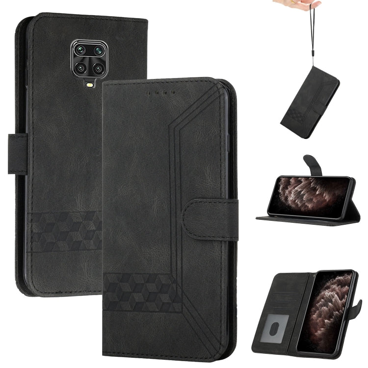 For Xiaomi Redmi Note 9 Pro Cubic Skin Feel Flip Leather Phone Case