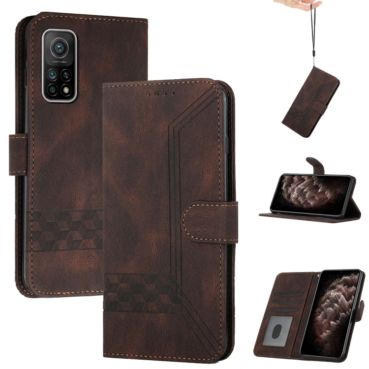 For Xiaomi Mi 10T 5G Cubic Skin Feel Flip Leather Phone Case