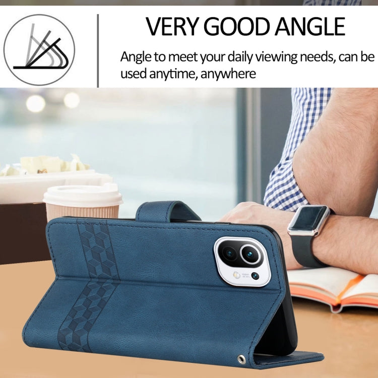 For Xiaomi Mi 11 Cubic Skin Feel Flip Leather Phone Case