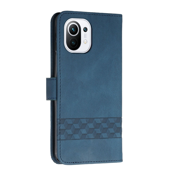 For Xiaomi Mi 11 Lite Cubic Skin Feel Flip Leather Phone Case