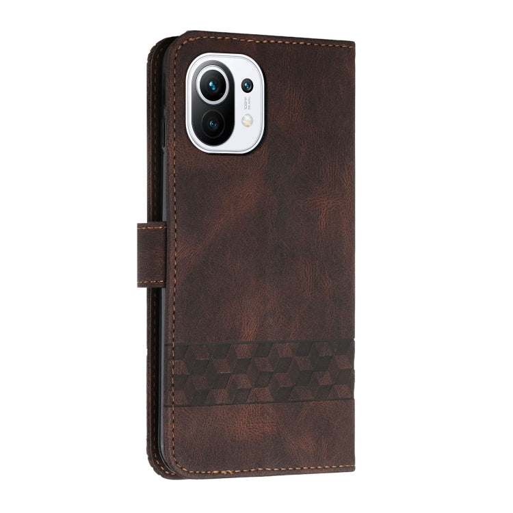 For Xiaomi Mi 11 Lite Cubic Skin Feel Flip Leather Phone Case