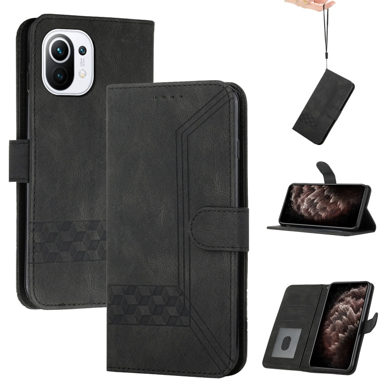 For Xiaomi Mi 11 Pro Cubic Skin Feel Flip Leather Phone Case