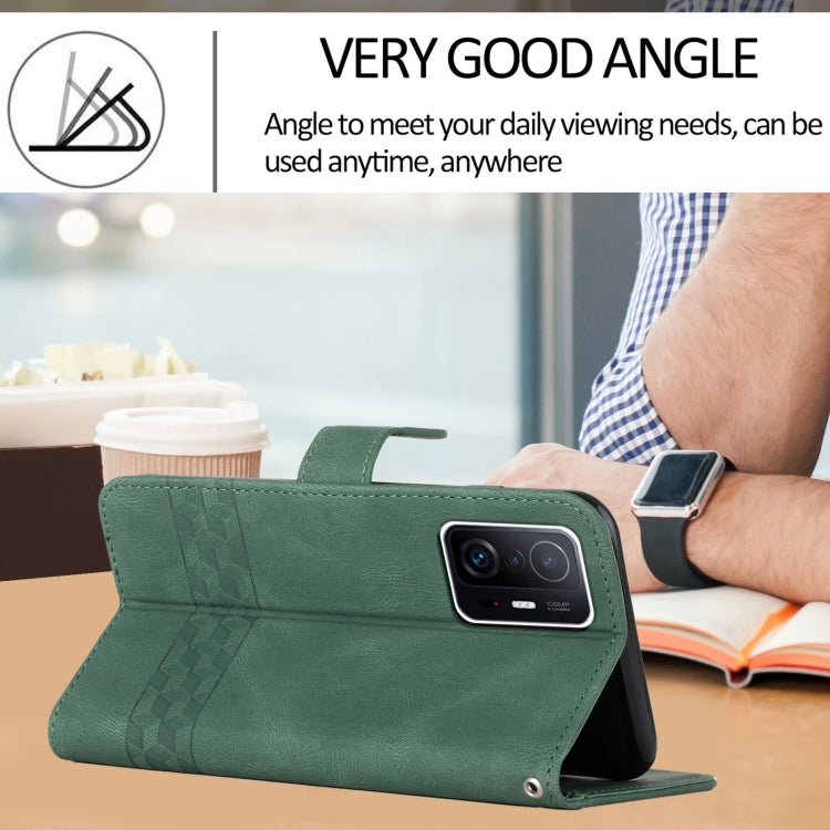 For Xiaomi Mi 11T Cubic Skin Feel Flip Leather Phone Case