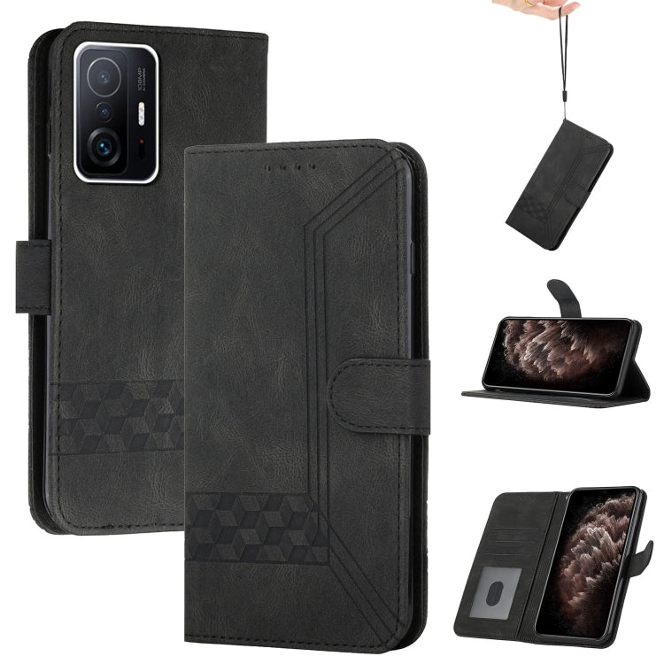 For Xiaomi Mi 11T Cubic Skin Feel Flip Leather Phone Case